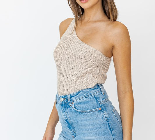 Melody One Shoulder Sweater Top - Citrine Collective Co
