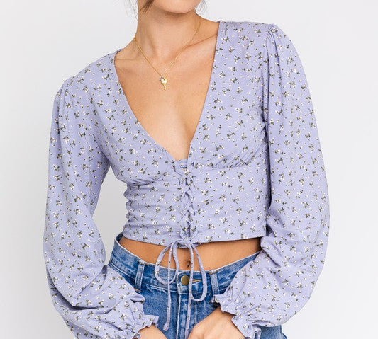Roxanne Puff Sleeve Crop Top - Citrine Collective Co