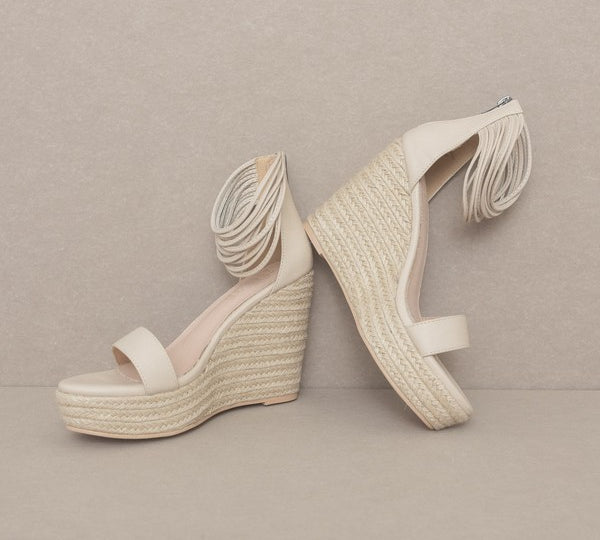 Ella Layered Ankle Wrap Wedge Sandal - Citrine Collective Co