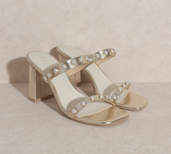 Charlotte Pearl Double Strap Heel Sandal - Citrine Collective Co