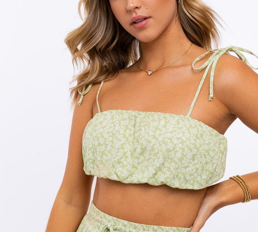 Lynn Tie Strap Ruched Crop Top - Citrine Collective Co