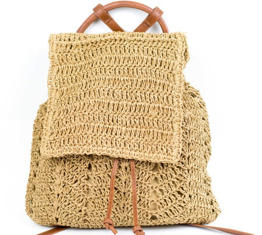 Woven Straw Backpack - Citrine Collective Co